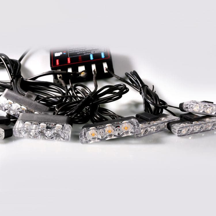 Lampu Kedip Grill Depan Mobil 4 Mata LED 12V Strobo (Biru / Biru Merah) 3