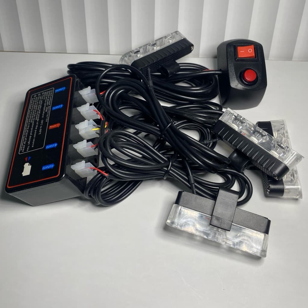 Lampu Kedip Grill Depan Mobil 4 Mata LED 12V Strobo (Biru / Biru Merah) 6