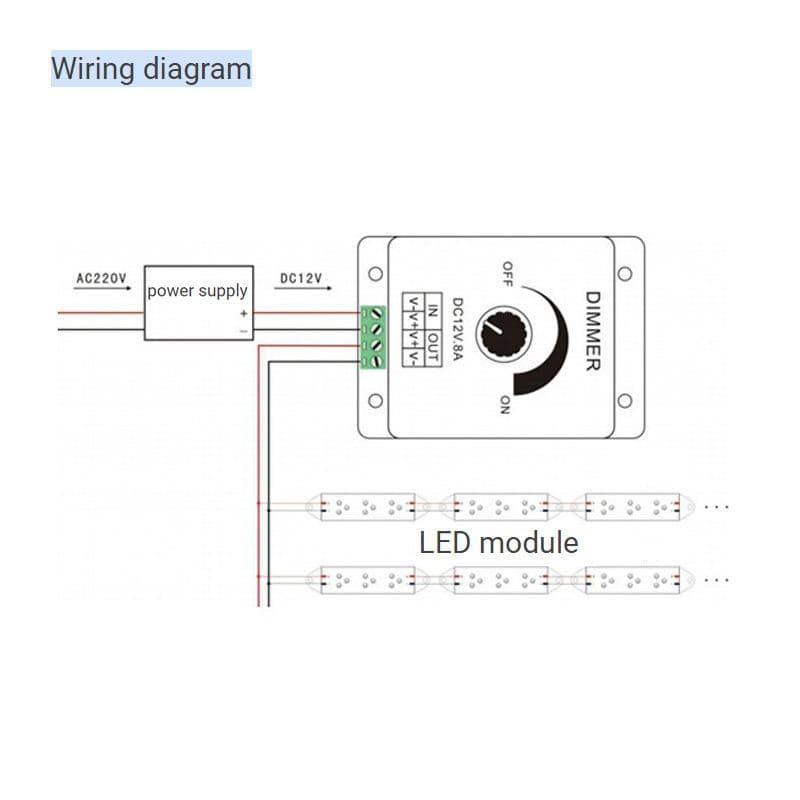 Dimmer LED PWM DC 12-24V 8A Pengatur Terang Redup & Kecepatan Motor DC 4