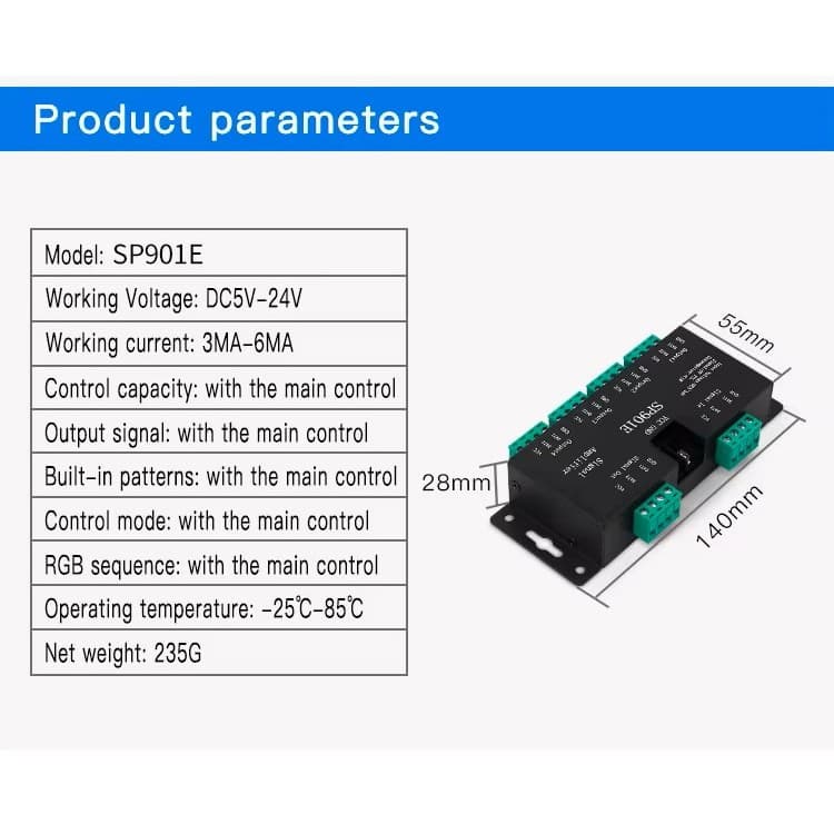 SP901E Signal Amplifier Splitter LED Pixel WS2812B WS2811 WS2813 8 Channel 7