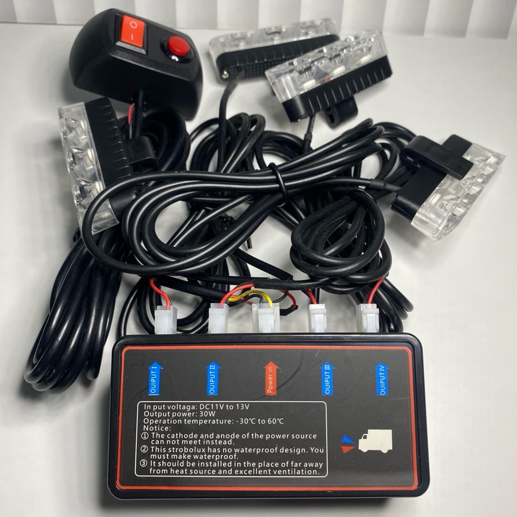 Lampu Kedip Grill Depan Mobil 4 Mata LED 12V Strobo (Biru / Biru Merah) 7