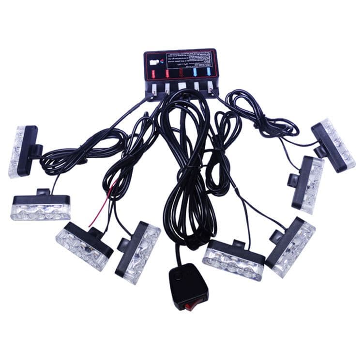 Lampu Kedip Grill Depan Mobil 4 Mata LED 12V Strobo (Biru / Biru Merah) 2