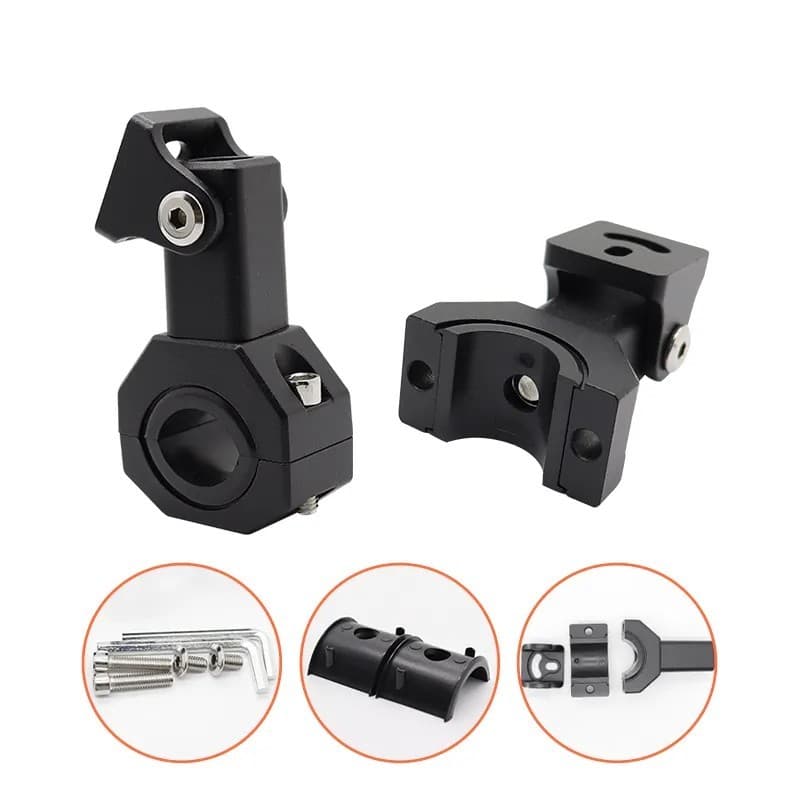 Bracket Lampu Tembak Motor CNC Universal 180 Derajat Pipa 18-32 mm Hitam 6