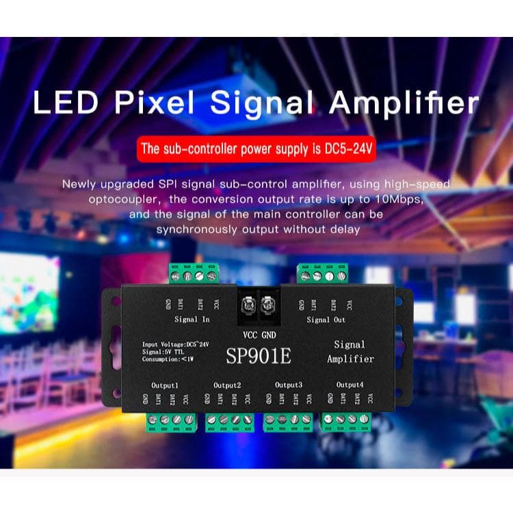 SP901E Signal Amplifier Splitter LED Pixel WS2812B WS2811 WS2813 8 Channel 6