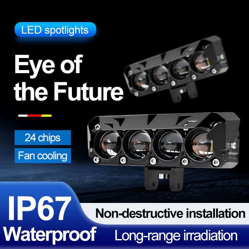 Lampu Tembak SQL 4 Mata LED 45W 12-80V Dual Color + Devil Eyes Strobo 4