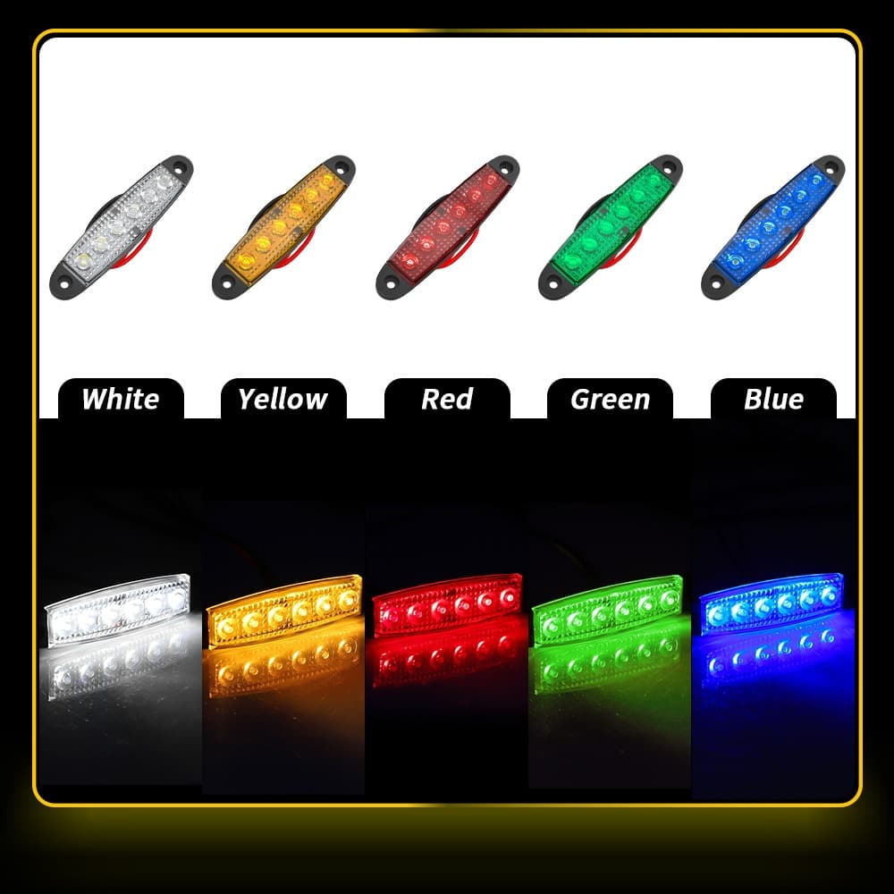 Lampu LED Samping Bak Truk & Bus 12-24V 6 LED Tahan Air IP65 (Biru / Kuning) 7