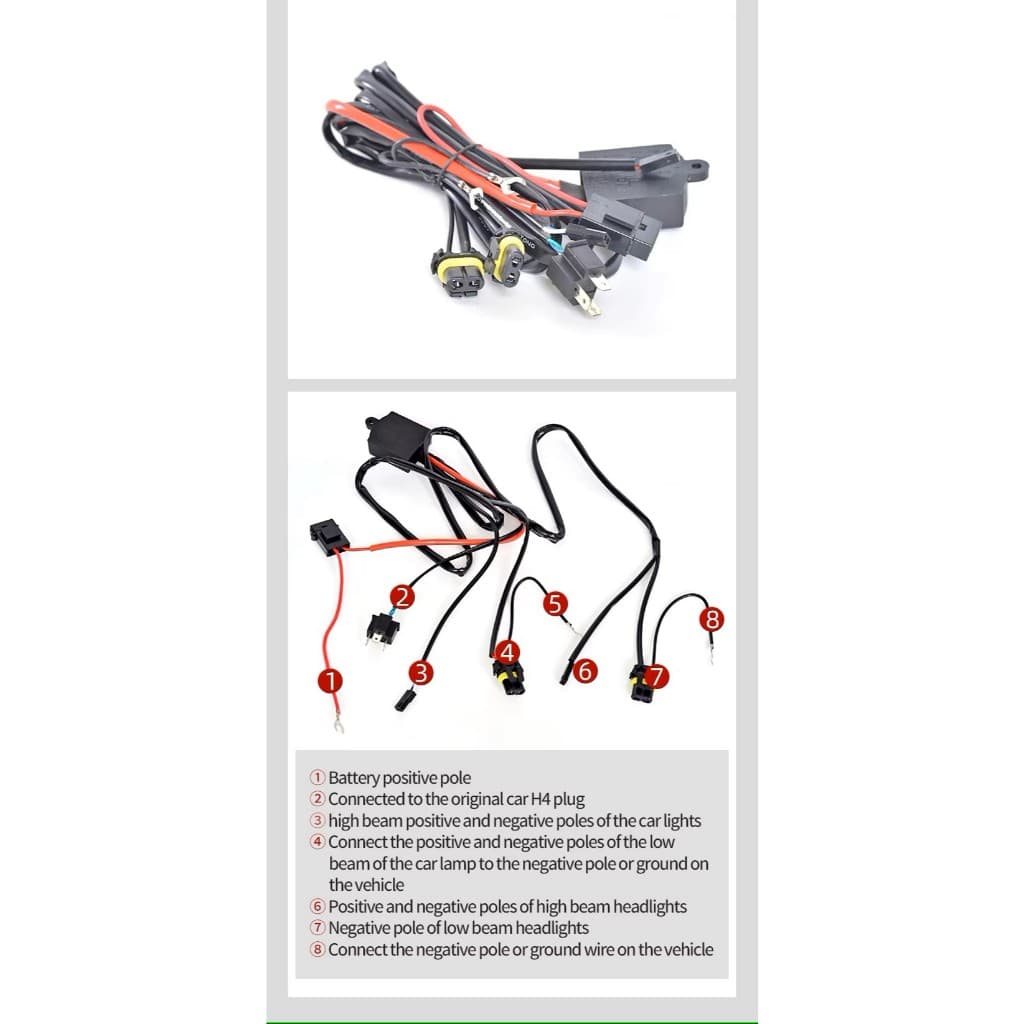 Kabel Relay Set 24V ke 12V H4 untuk Truk, BiLED & HID 2 Lampu 7