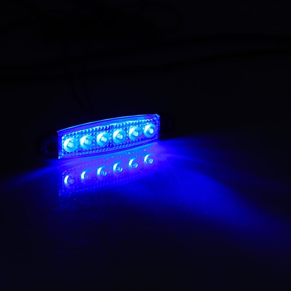 Lampu LED Samping Bak Truk & Bus 12-24V 6 LED Tahan Air IP65 (Biru / Kuning)