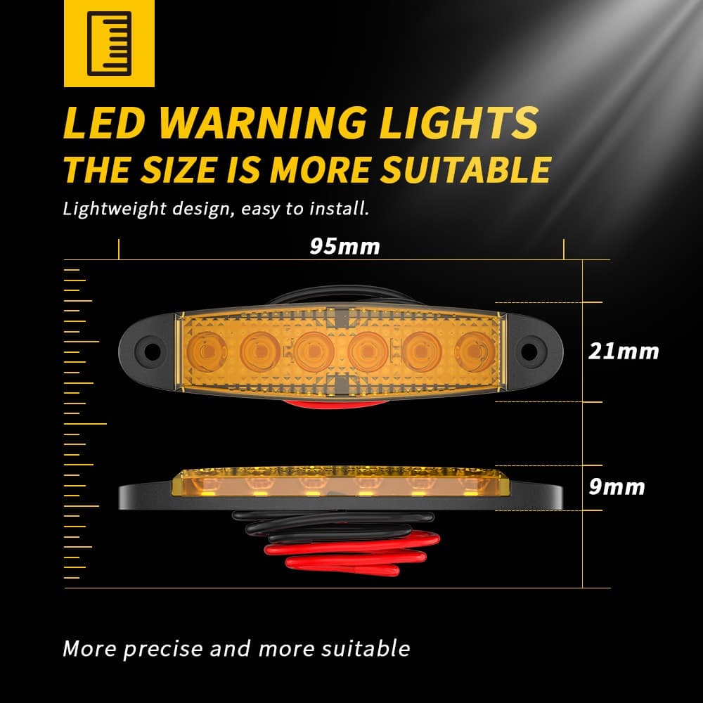 Lampu LED Samping Bak Truk & Bus 12-24V 6 LED Tahan Air IP65 (Biru / Kuning) 6