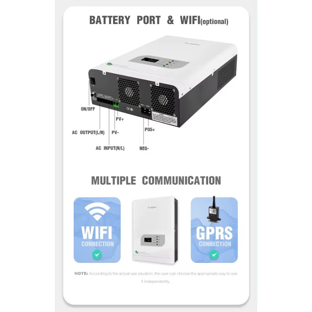 Inverter Hybrid Off Grid Techfine 3KVA 24V / 5KVA 48V Pure Sine Wave MPPT 5