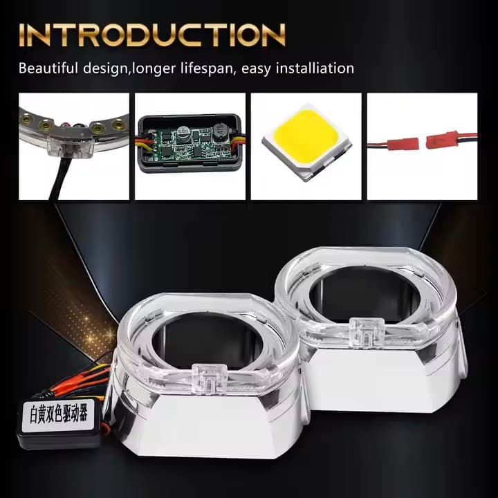Shroud BMW Full Angel Eyes Crystal 3 Inch untuk Projector BiLED & HID (Per Pcs) 5