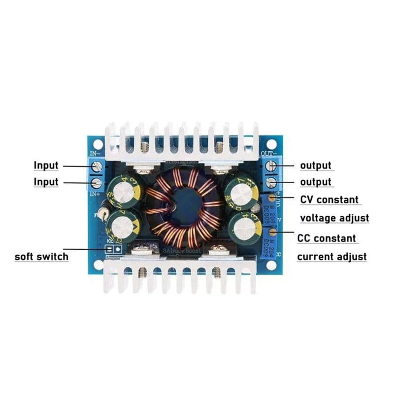 Modul Step Up Down 8A Auto Buck Boost Converter DC-DC CC CV 5-30V 6
