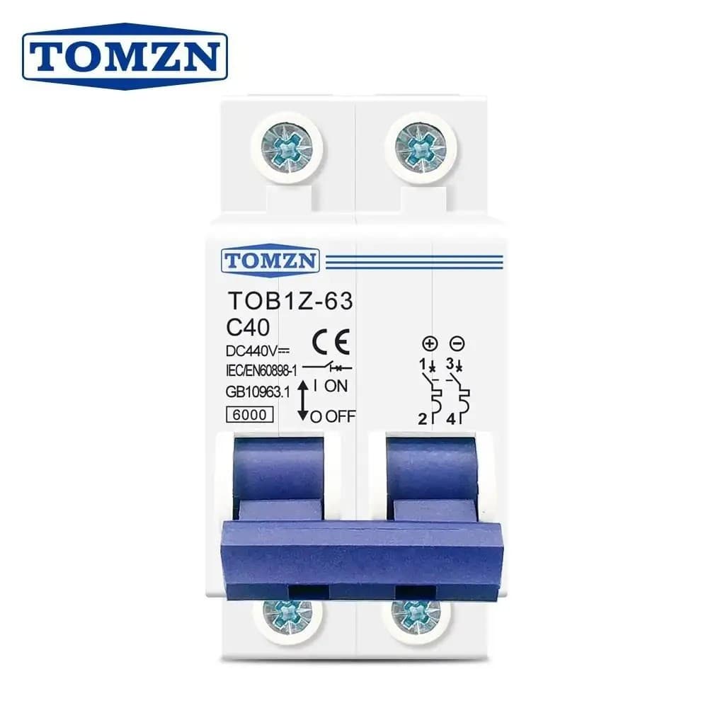 MCB DC TOMZN TOB1Z-63 2P 440V 6kA Kurva C Circuit Breaker (3A-63A) 2