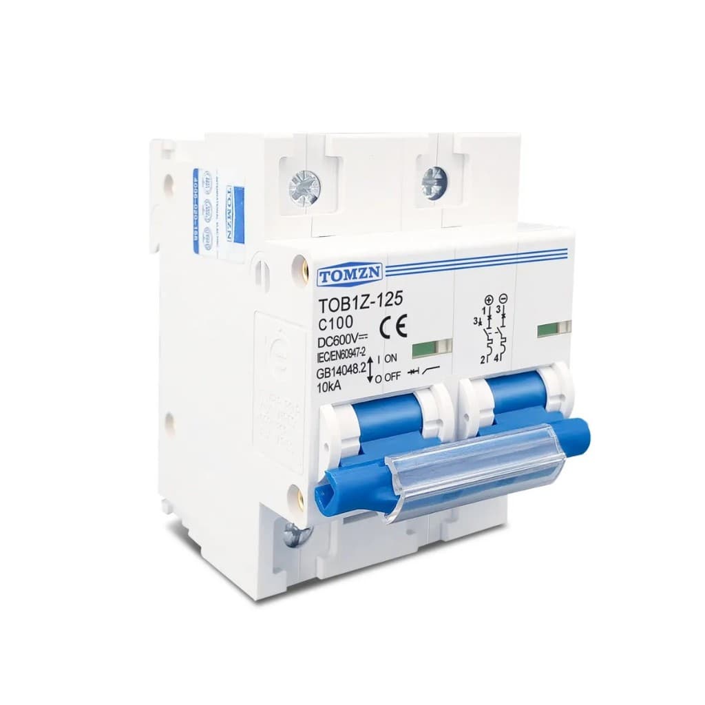 MCB DC TOMZN TOB1Z-125 2P 600V Kurva C 80A 100A 125A untuk PLTS & Baterai 5
