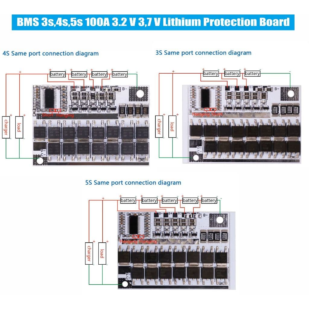 BMS 3S 4S 5S 100A LiFePO4 3,2V Balance Battery Protection Board 6