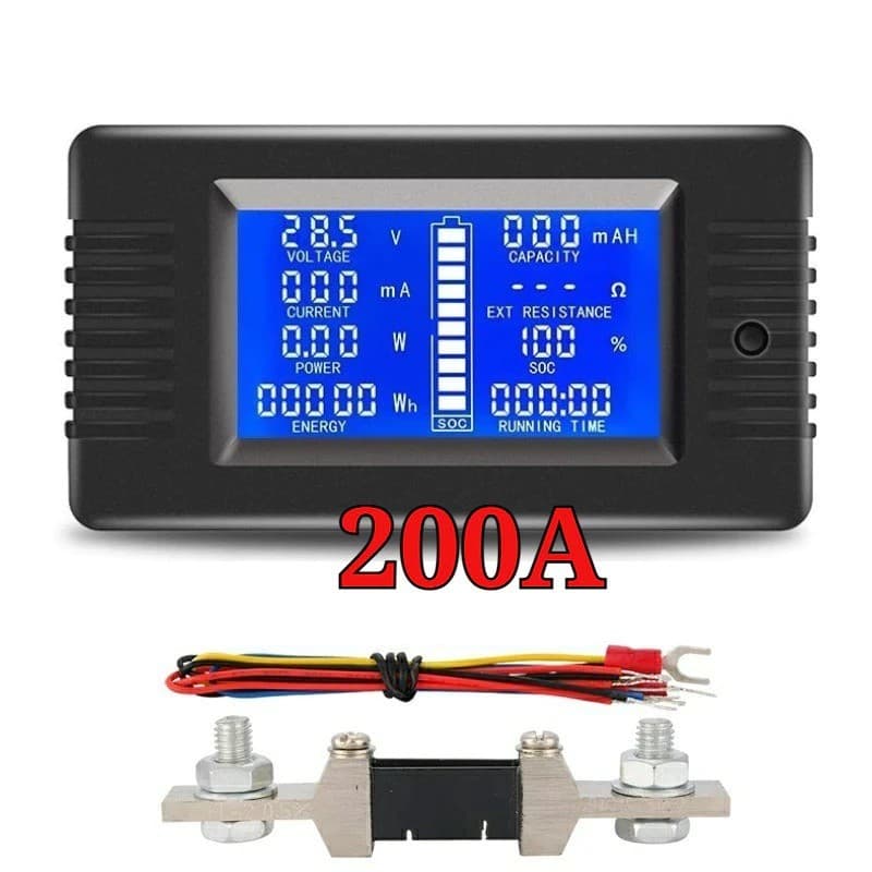 PZEM-015 Battery Tester DC 0-200V Volt Ampere Watt Meter + Shunt 50A-300A 12