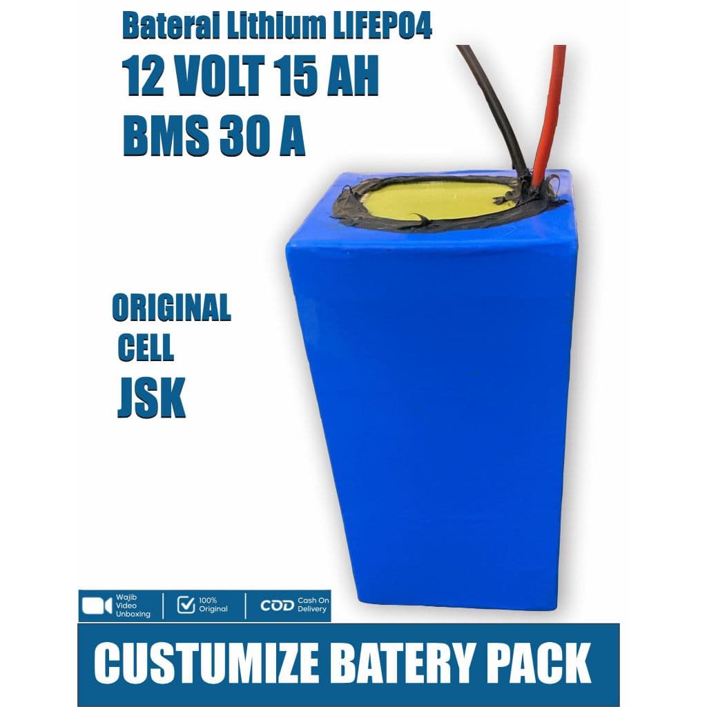 Baterai LiFePO4 12V 15Ah New Cell JSK + BMS 30A / 100A 2
