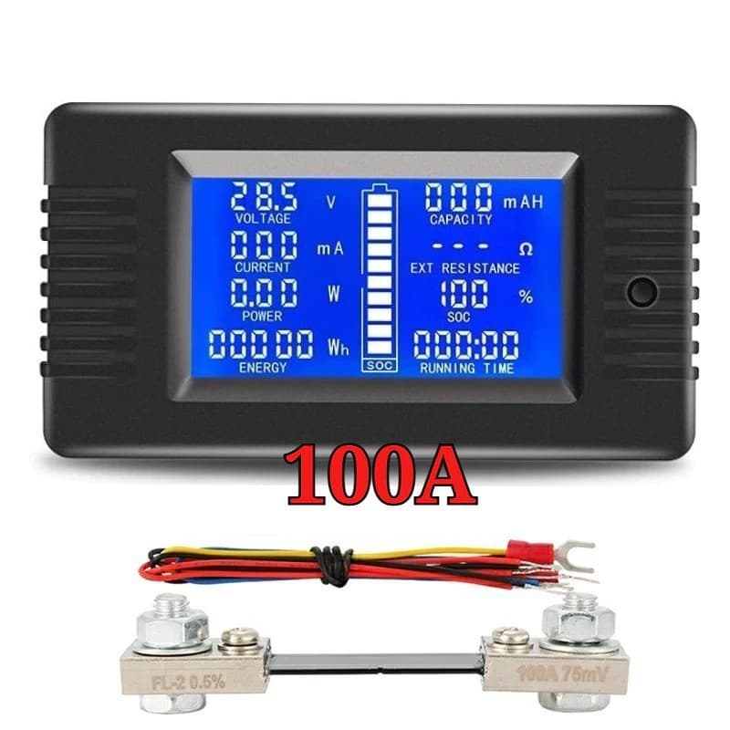 PZEM-015 Battery Tester DC 0-200V Volt Ampere Watt Meter + Shunt 50A-300A 11