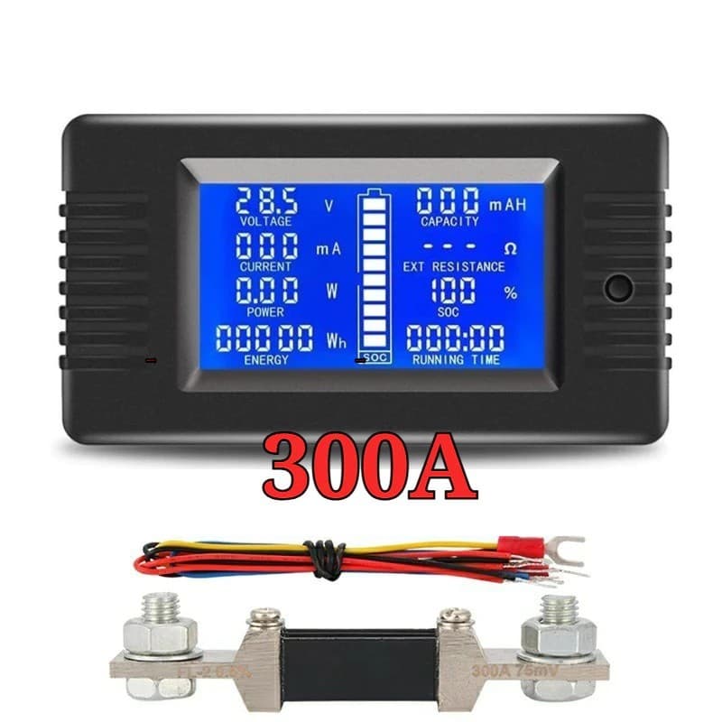 PZEM-015 Battery Tester DC 0-200V Volt Ampere Watt Meter + Shunt 50A-300A 13