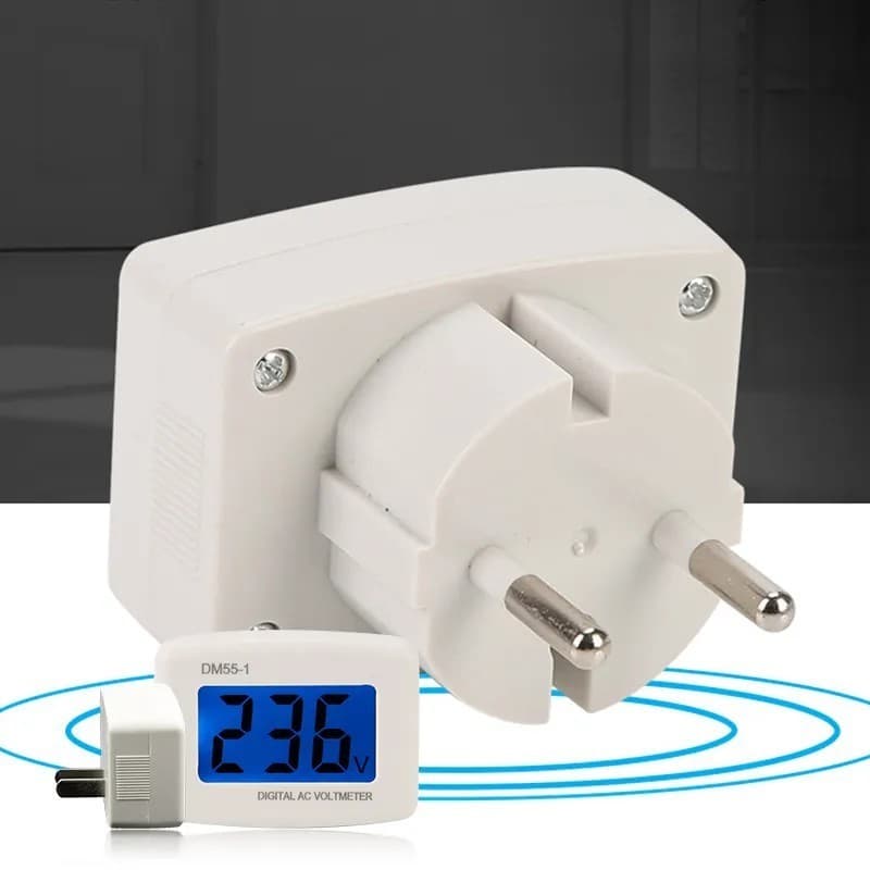 Voltmeter Digital AC DM55-1 Colok Stop Kontak 80-300V Tester Tegangan PLN 5