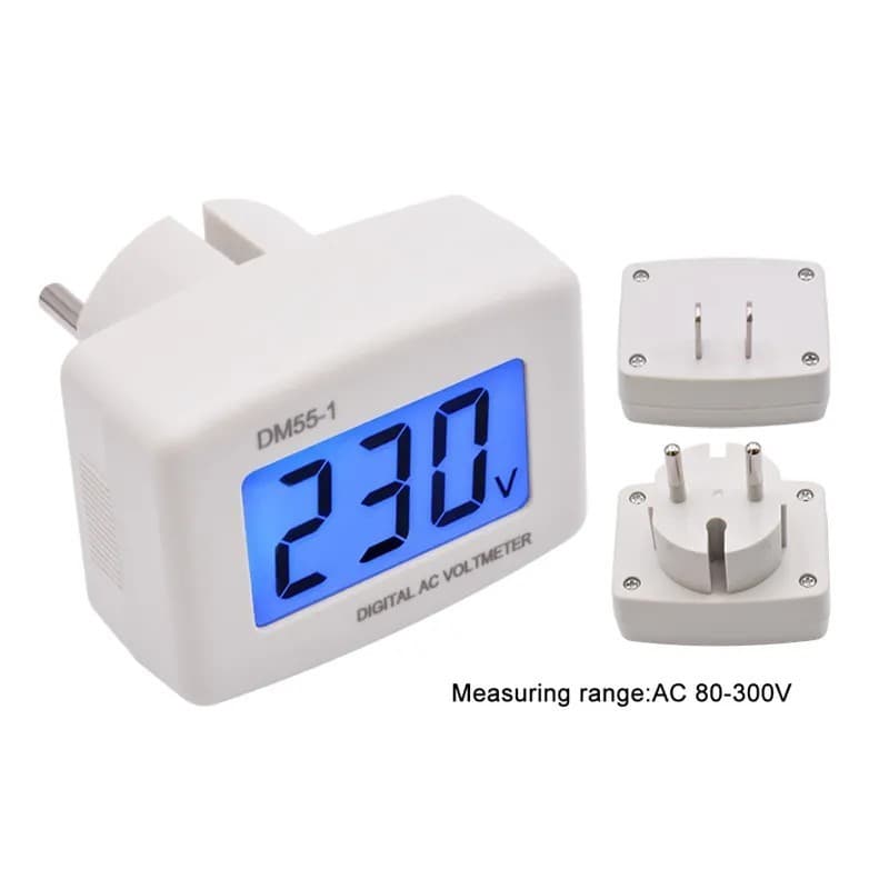 Voltmeter Digital AC DM55-1 Colok Stop Kontak 80-300V Tester Tegangan PLN 2