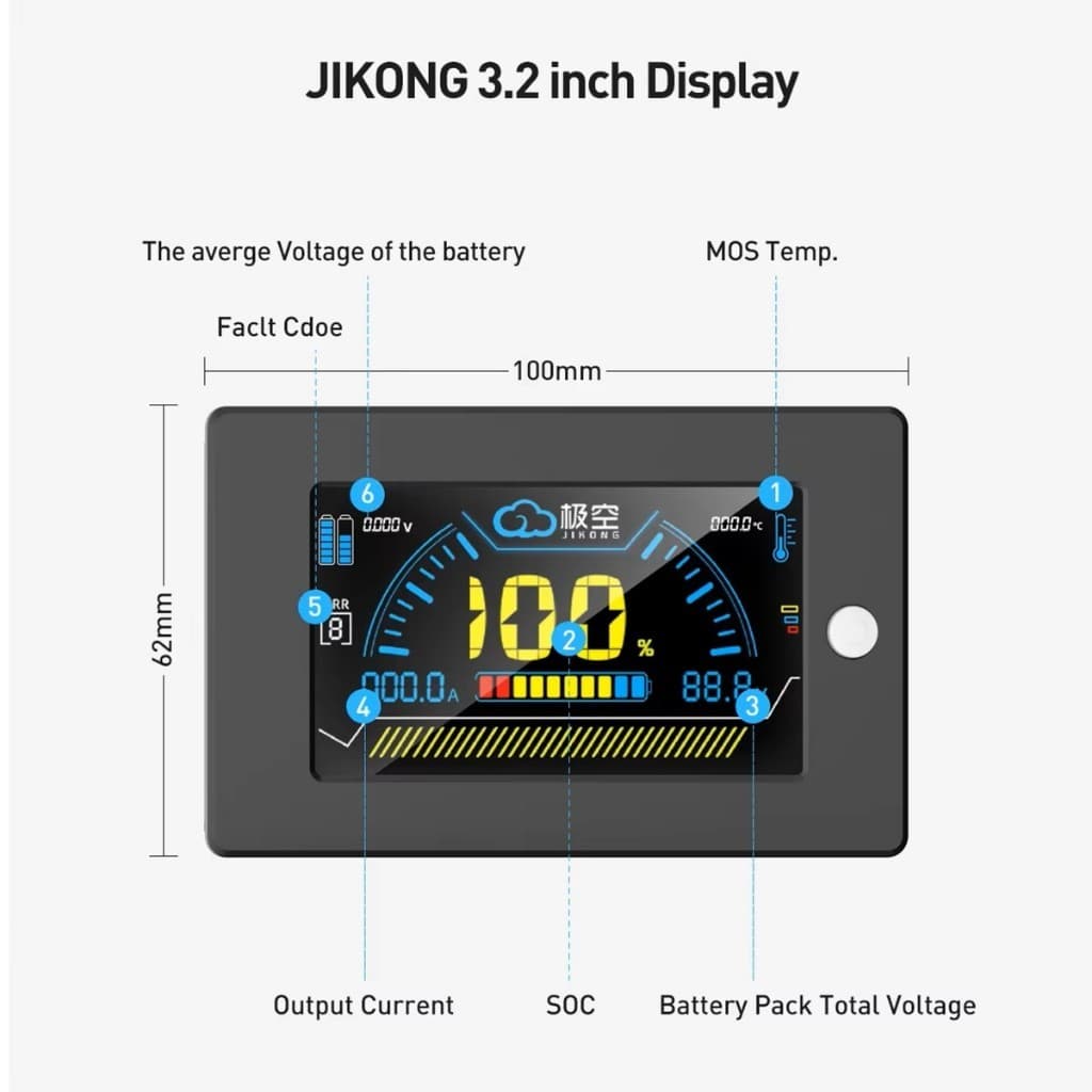 LCD Display BMS Jikong 3,2 Inch Original untuk Smart BMS JK 2