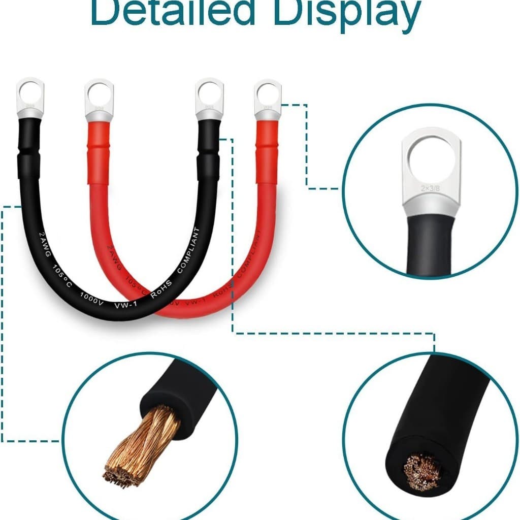 Kabel 6 AWG 30 cm + Skun untuk Baterai, Inverter & Panel Surya 4