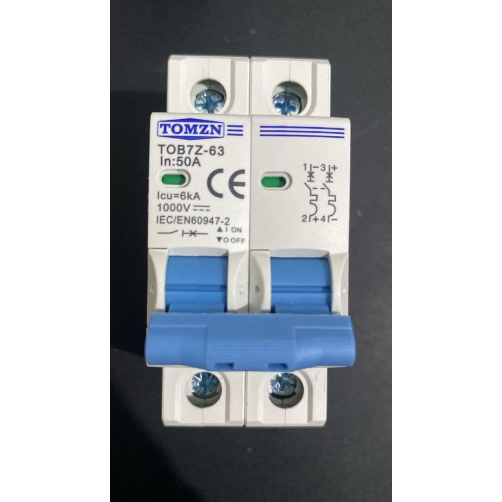 MCB DC TOMZN 2P 1000V 6kA Kurva C untuk Panel Surya PLTS (3A-63A) 14