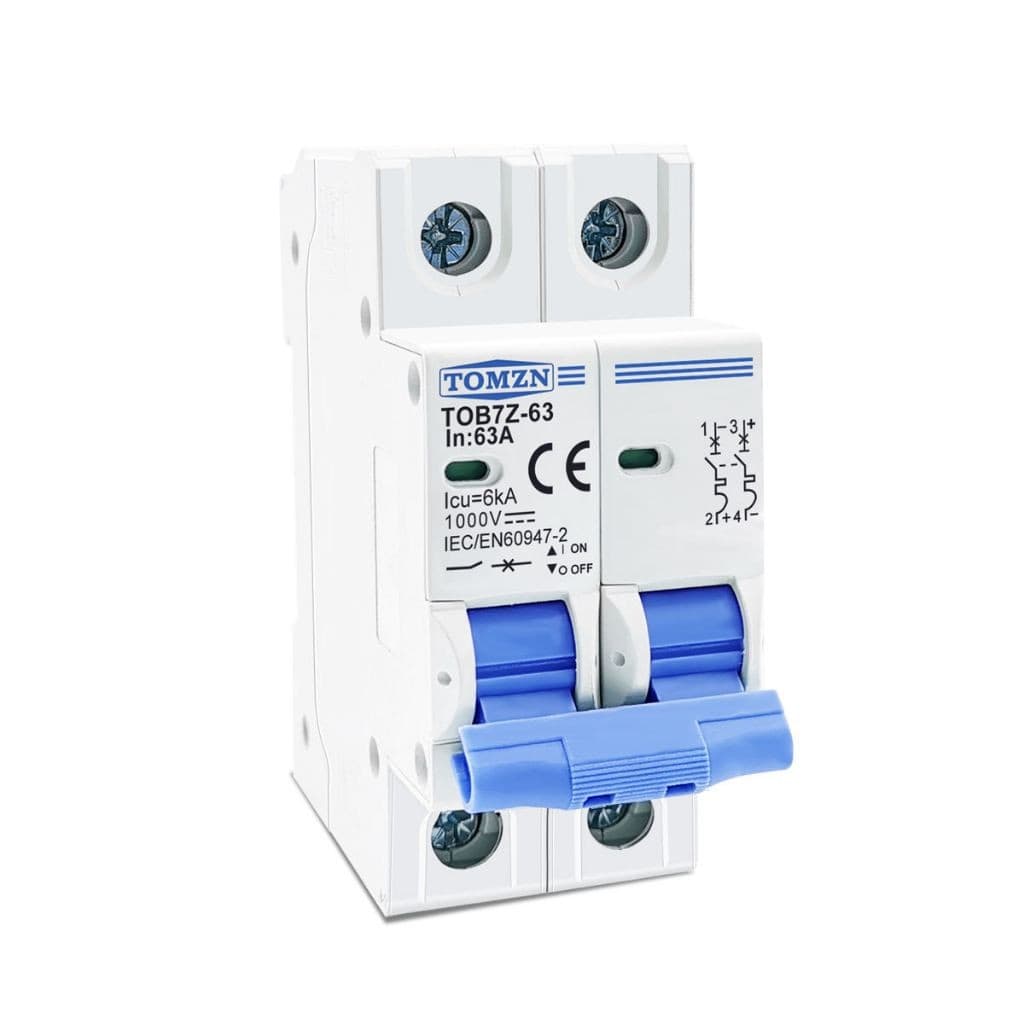 MCB DC TOMZN 2P 1000V 6kA Kurva C untuk Panel Surya PLTS (3A-63A) 4