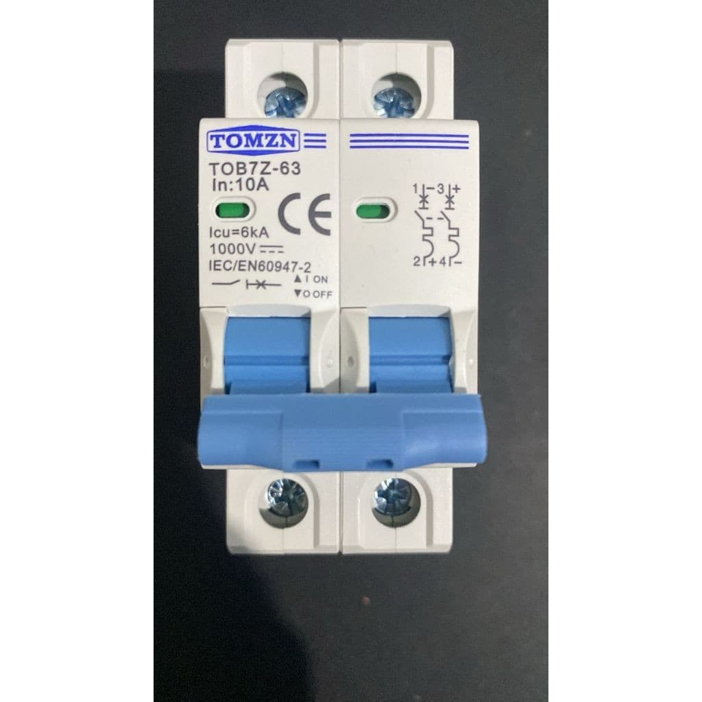 MCB DC TOMZN 2P 1000V 6kA Kurva C untuk Panel Surya PLTS (3A-63A) 11