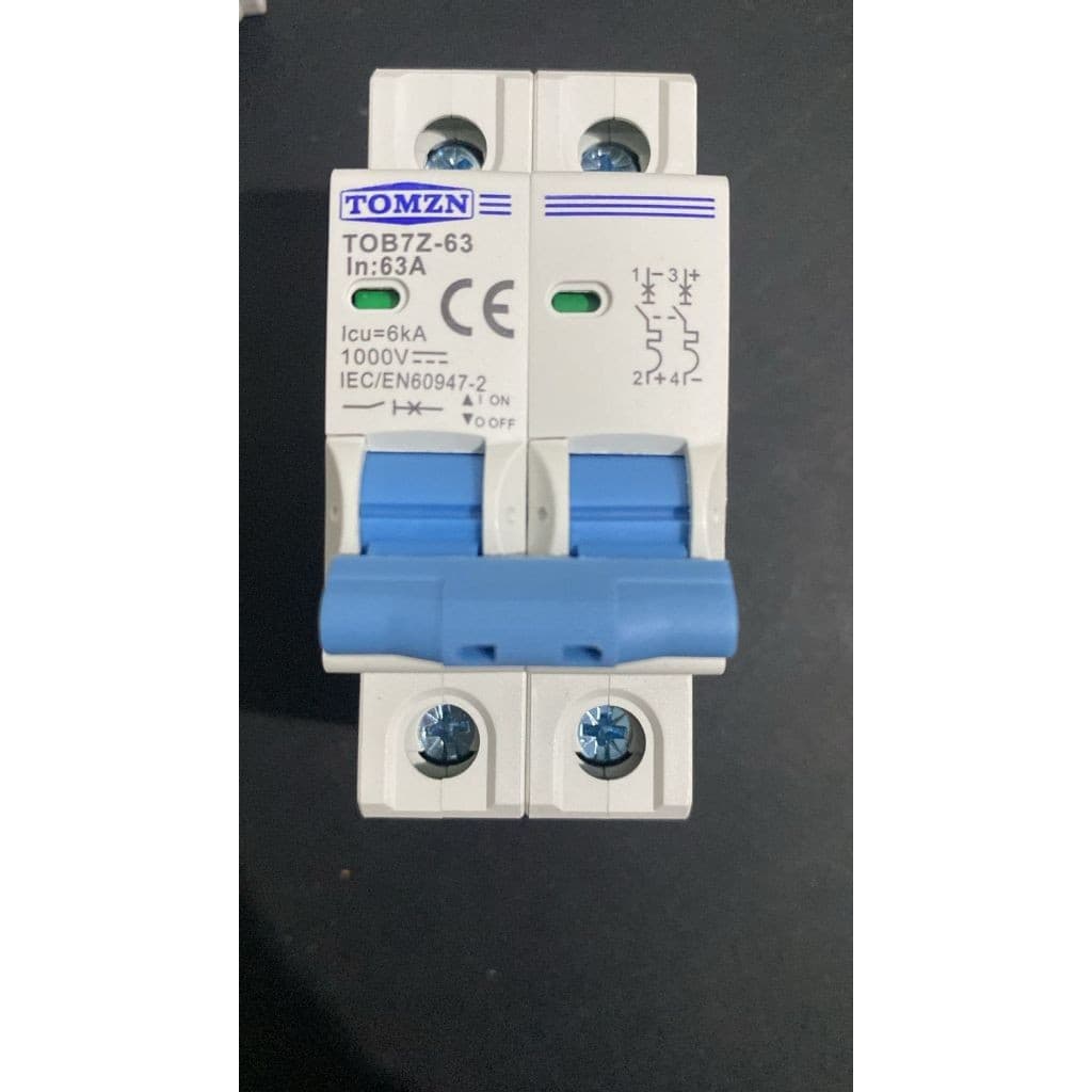 MCB DC TOMZN 2P 1000V 6kA Kurva C untuk Panel Surya PLTS (3A-63A) 15