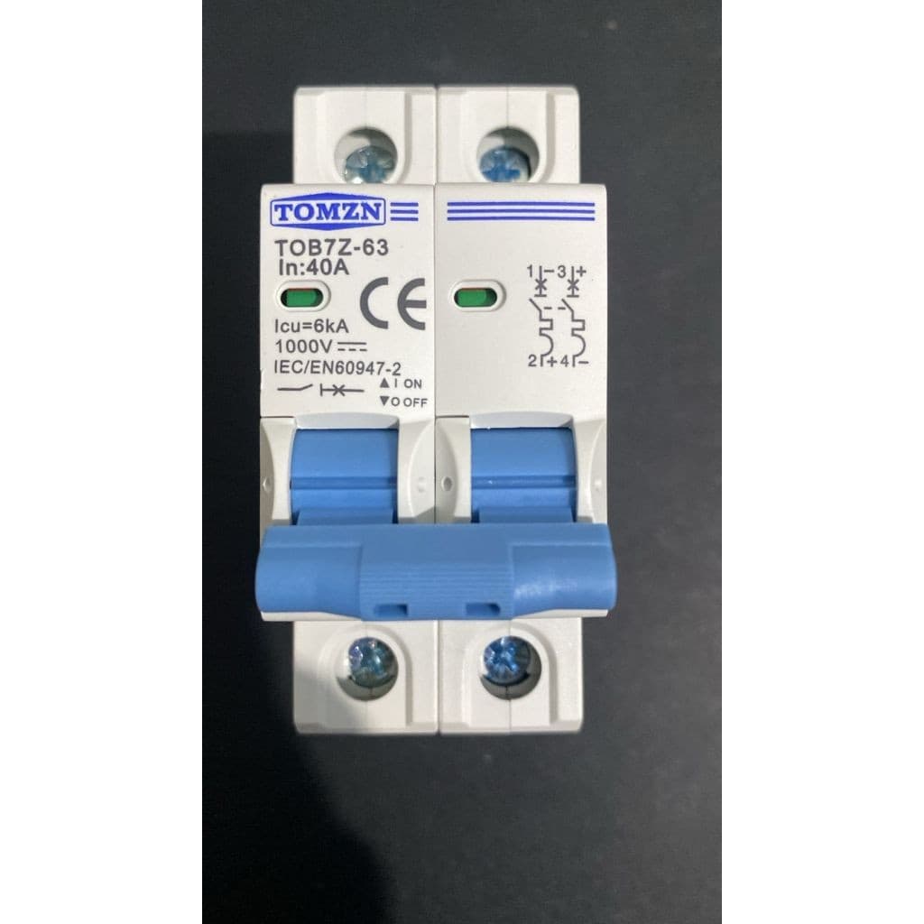 MCB DC TOMZN 2P 1000V 6kA Kurva C untuk Panel Surya PLTS (3A-63A) 13