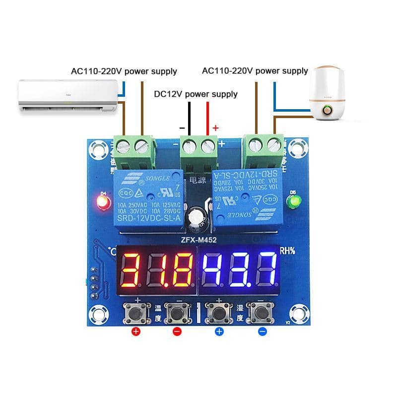 XH-M452 Thermostat & Hygrostat Digital 12V Kontrol Suhu Kelembapan Mesin Tetas 6