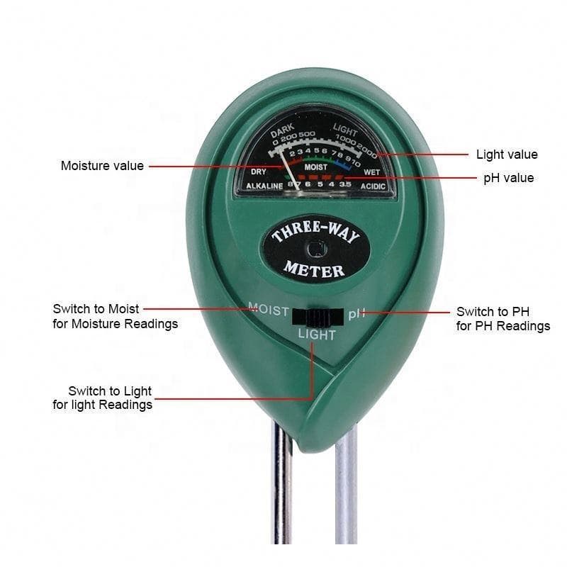 Soil Meter 3 in 1 Alat Ukur pH Tanah, Kelembapan & Cahaya untuk Tanaman 7
