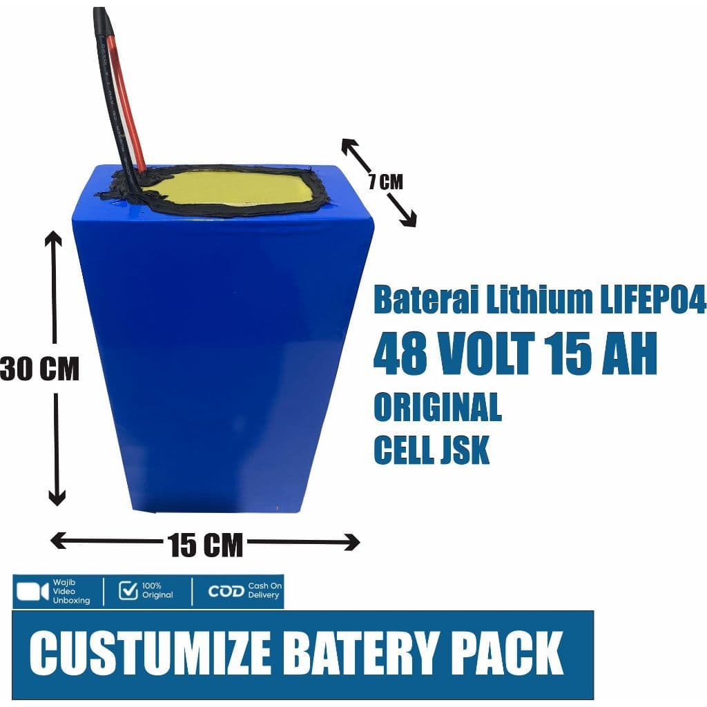 Baterai LiFePO4 48V 15Ah / 30Ah Sepeda Listrik Cell JSK + BMS Daly 40A 4