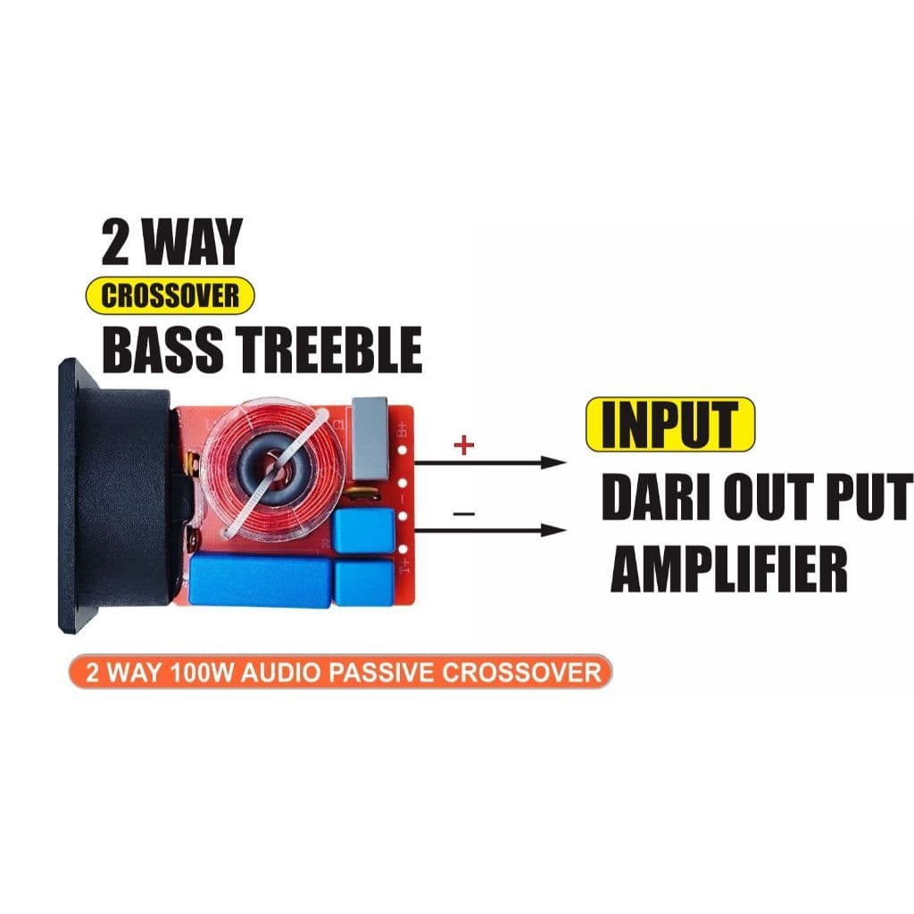 Crossover Pasif 2 Way 100W Bass Treble 4-8 Ohm untuk Speaker 2-6 Inch 3