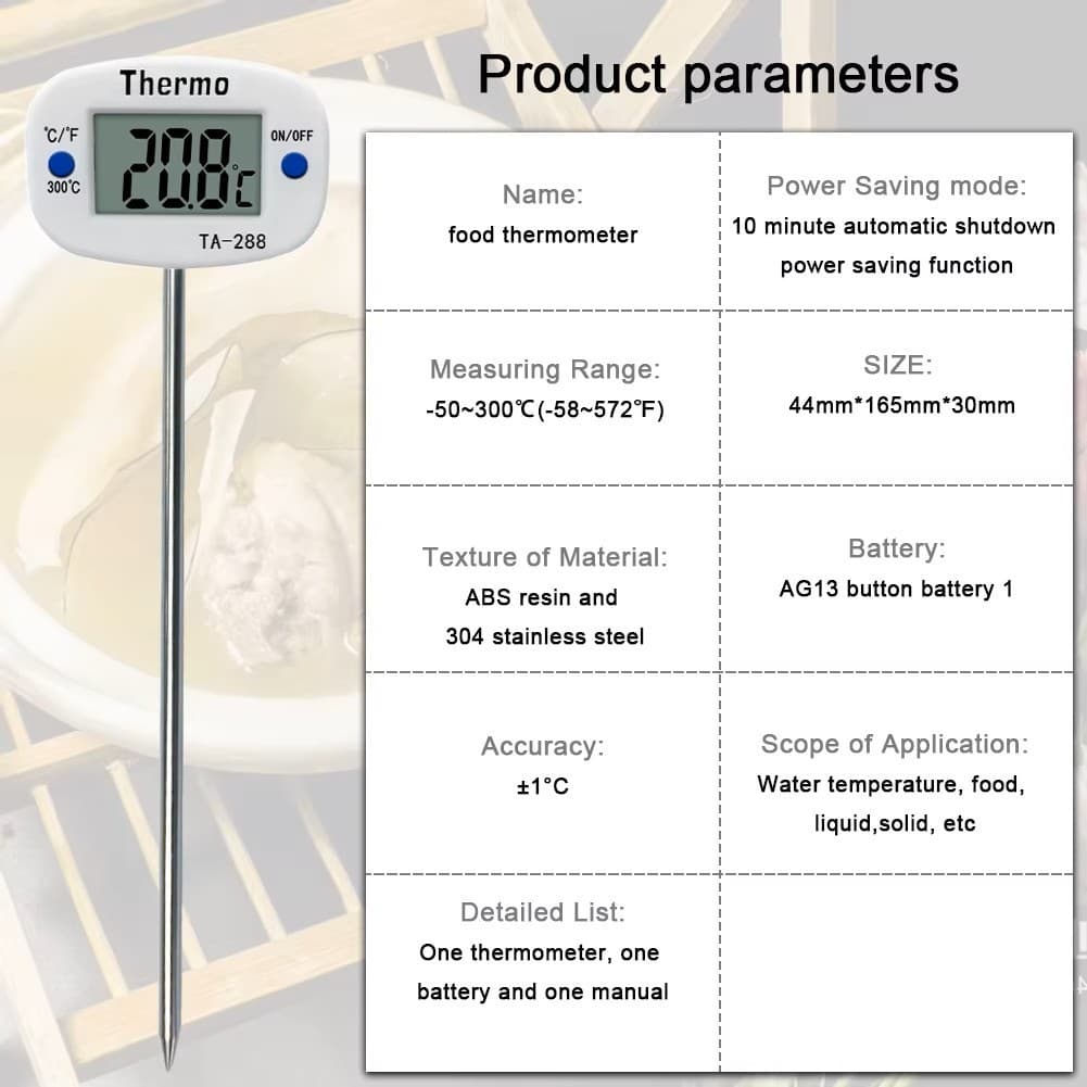 Termometer Makanan Digital -50 s/d 300°C Auto Off untuk Masak, Susu, Kopi & Air 5