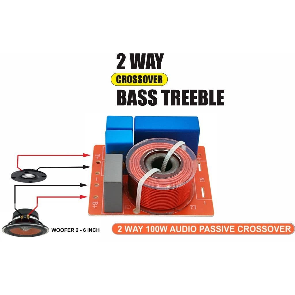 Crossover Pasif 2 Way 100W Bass Treble 4-8 Ohm untuk Speaker 2-6 Inch 2