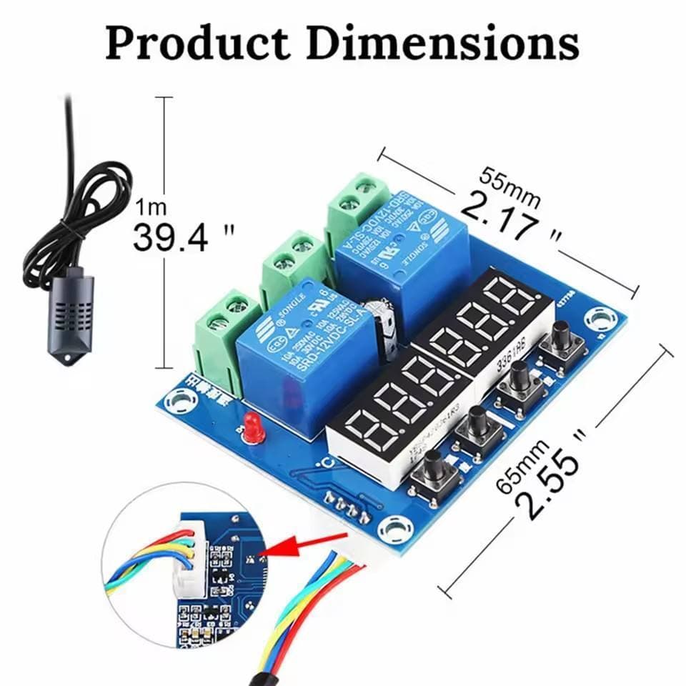 XH-M452 Thermostat & Hygrostat Digital 12V Kontrol Suhu Kelembapan Mesin Tetas 7