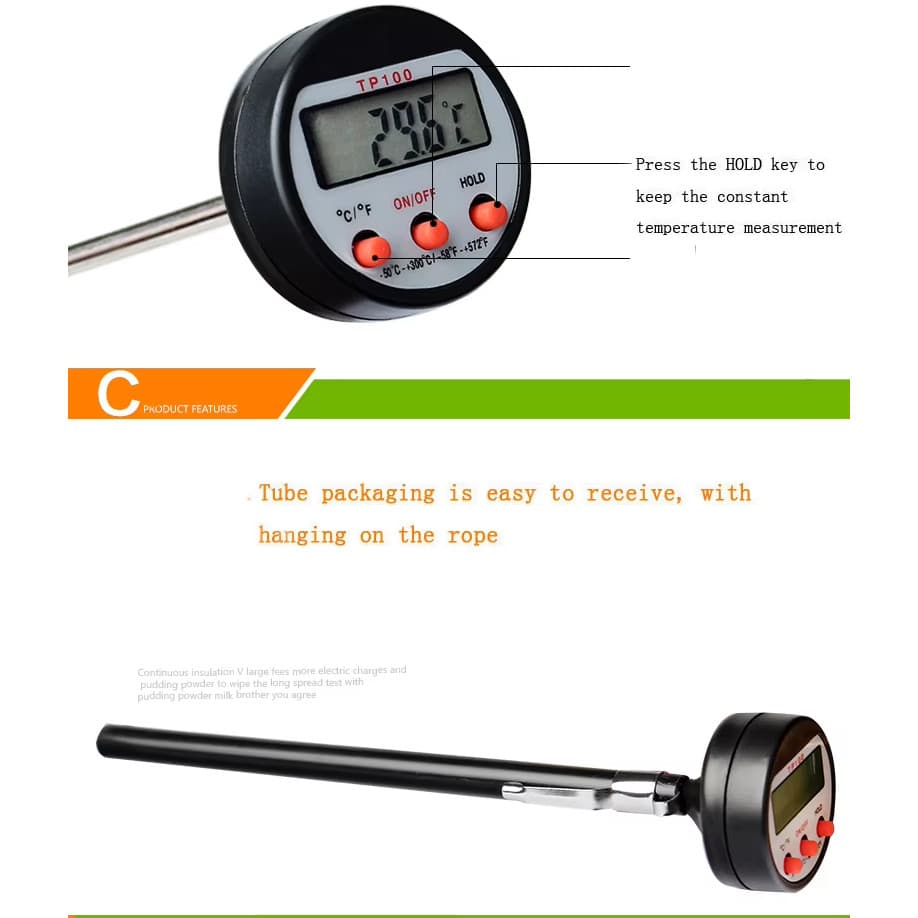 Termometer Digital Makanan TP100 Probe Stainless -50 s/d 300°C 5
