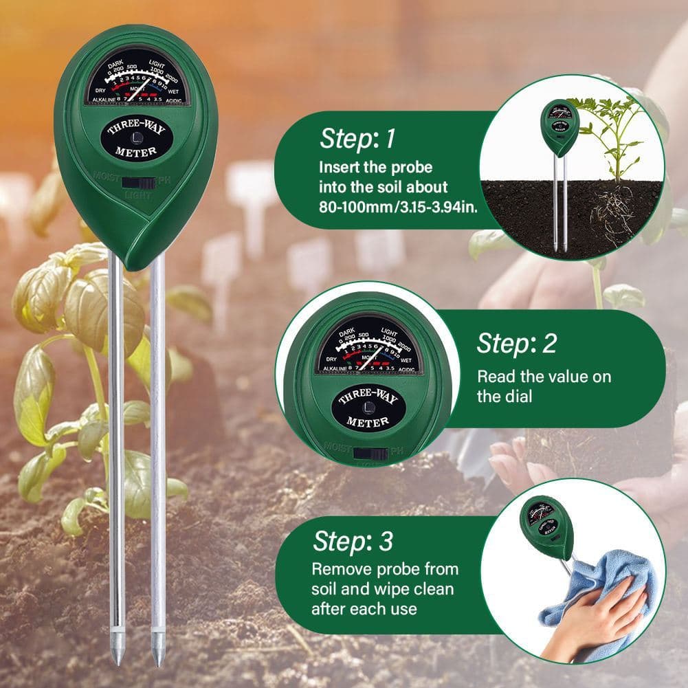 Soil Meter 3 in 1 Alat Ukur pH Tanah, Kelembapan & Cahaya untuk Tanaman 3