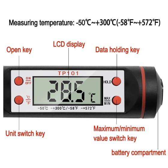 Termometer Digital Makanan & Minyak Goreng Stainless Steel 23 cm -50 s/d 300°C 3